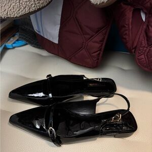 Larroude Black Flats with Pointed Toe Never Worn